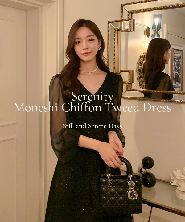 [serenity] 모네시 쉬폰 트위드 드레스